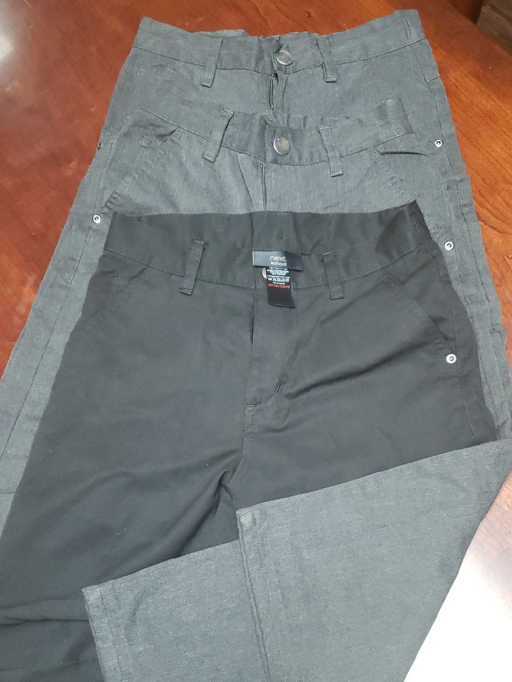 next Kids Casual Chinos in 1 Black and 2 Gray Pairs
